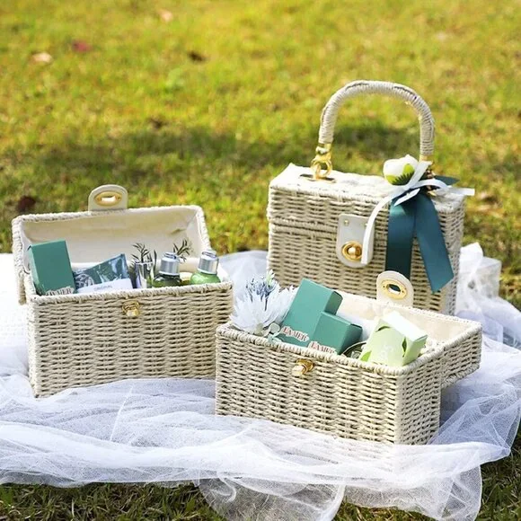 Handwoven Rattan vintage purse Bag Natural Chic Casual Handbag Beach Sea tote Ba - Picture 5 of 5